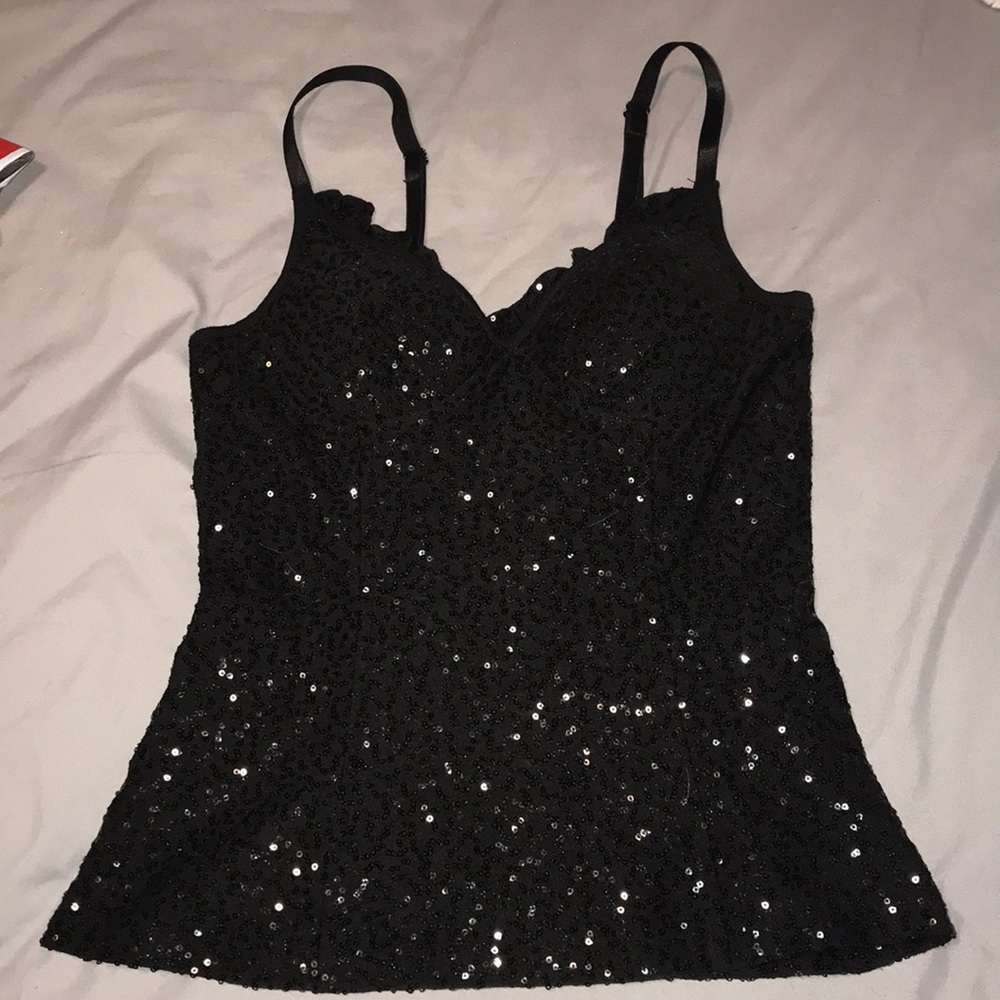 Black sequin tank top